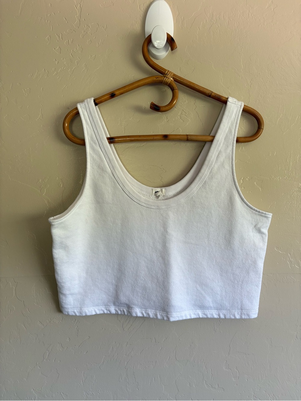 Aerie White Crop Tank Top Cotton Size Large Plain Basic Solid Color